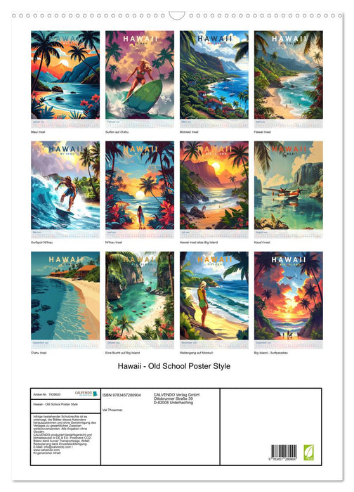 Hawaii - Old School Poster Style (CALVENDO Wandkalender 2026)