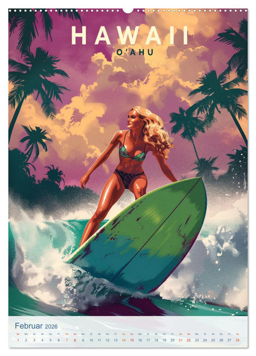 Hawaii - Old School Poster Style (CALVENDO Wandkalender 2026)