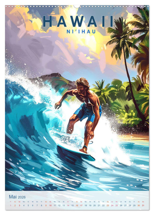Hawaii - Old School Poster Style (CALVENDO Wandkalender 2026)