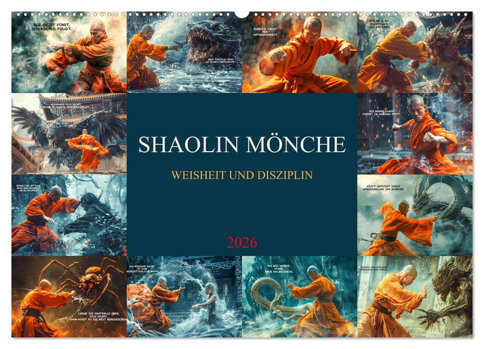 Shaolin Mönche - Weisheit und Disziplin (CALVENDO Wandkalender 2026)