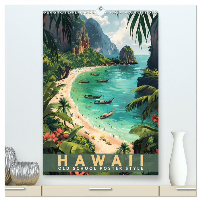 Hawaii - Old School Poster Style (CALVENDO Premium Wandkalender 2026)