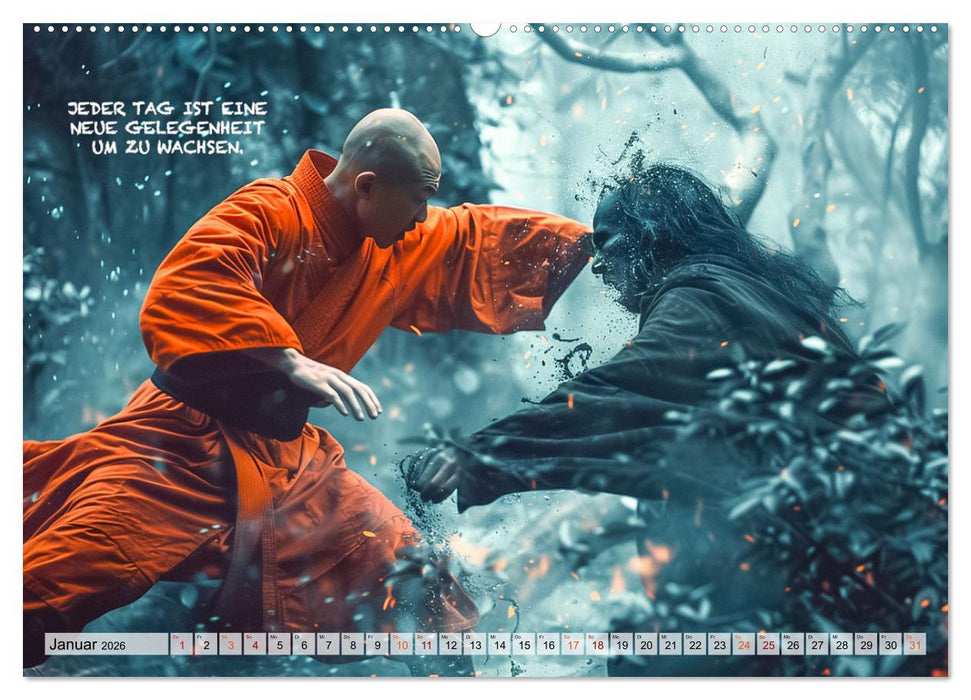Shaolin Mönche - Weisheit und Disziplin (CALVENDO Premium Wandkalender 2026)