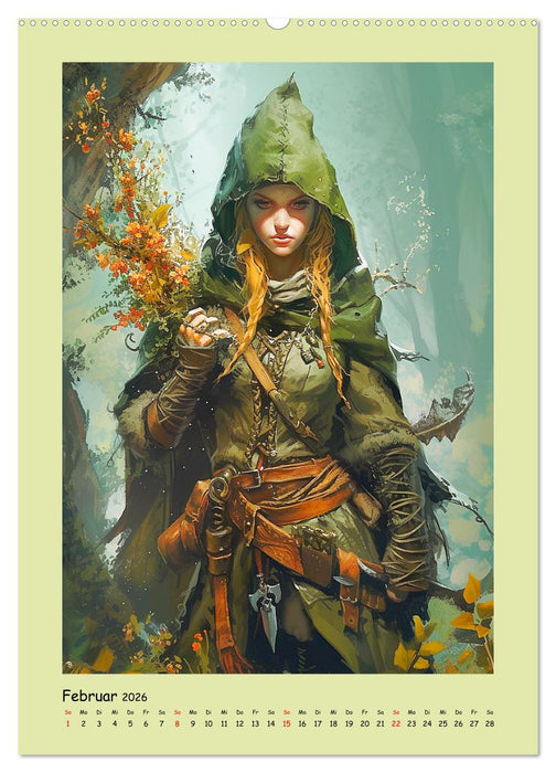 Druidenland. Keltische Fantasy-Figuren aus der Anderwelt (CALVENDO Premium Wandkalender 2026)