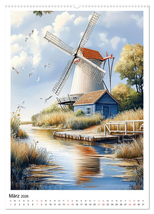 Windmühlen - Im Wind der Zeit (CALVENDO Wandkalender 2026)