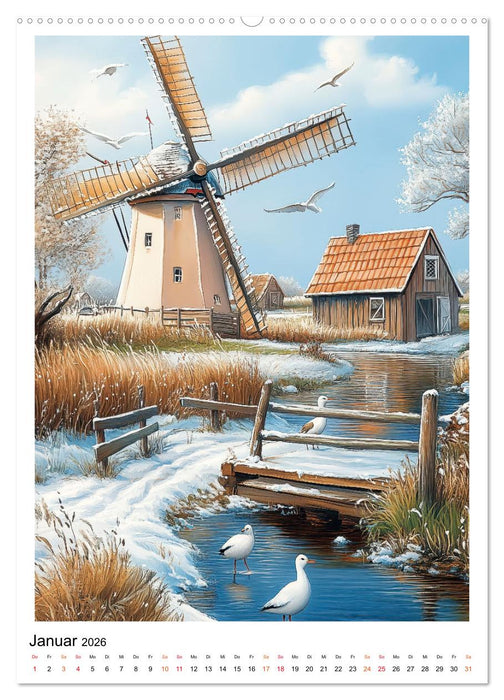 Windmühlen - Im Wind der Zeit (CALVENDO Premium Wandkalender 2026)