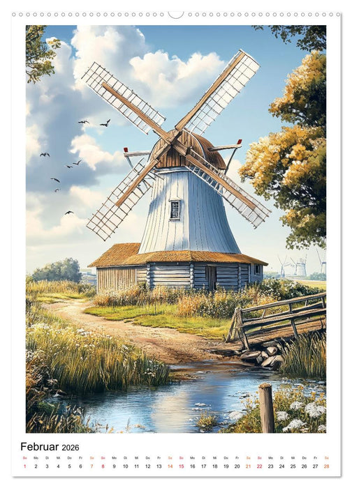 Windmühlen - Im Wind der Zeit (CALVENDO Premium Wandkalender 2026)
