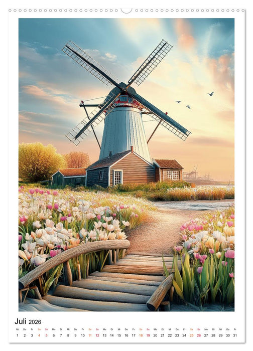 Windmühlen - Im Wind der Zeit (CALVENDO Premium Wandkalender 2026)