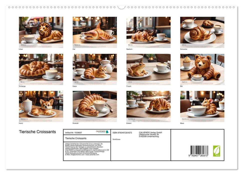 Tierische Croissants (CALVENDO Premium Wandkalender 2026)