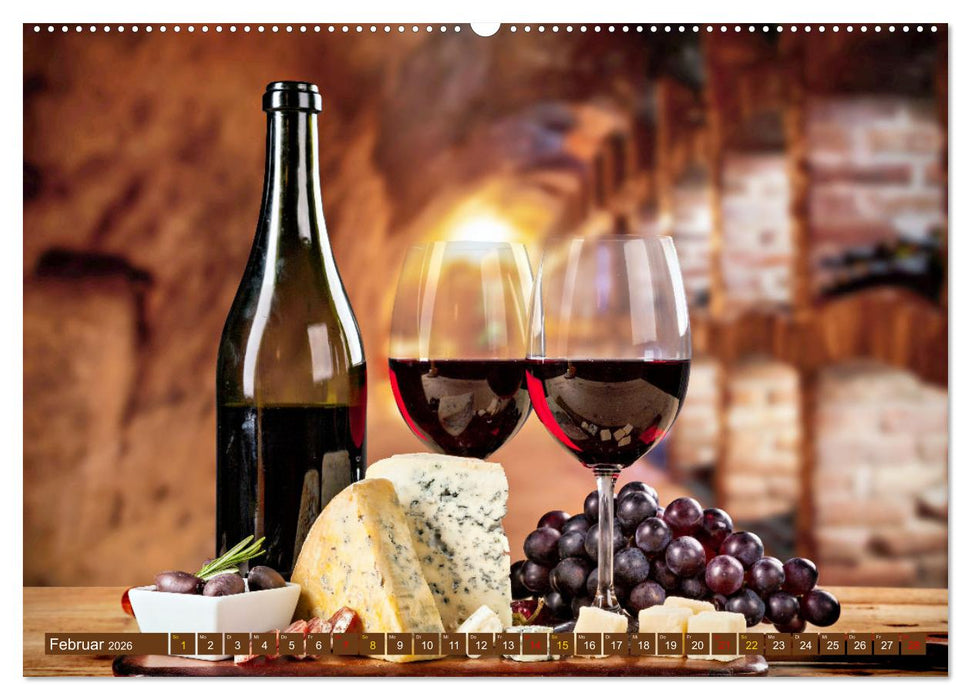 Gourmet Käse - und Weingenuss (CALVENDO Wandkalender 2026)