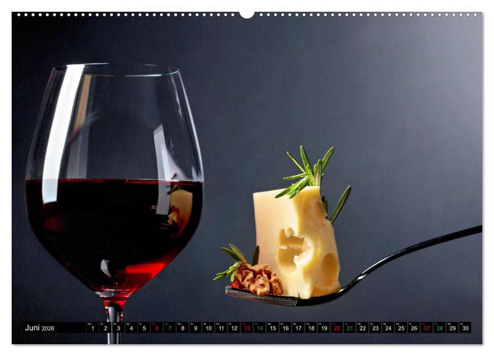 Gourmet Käse - und Weingenuss (CALVENDO Wandkalender 2026)