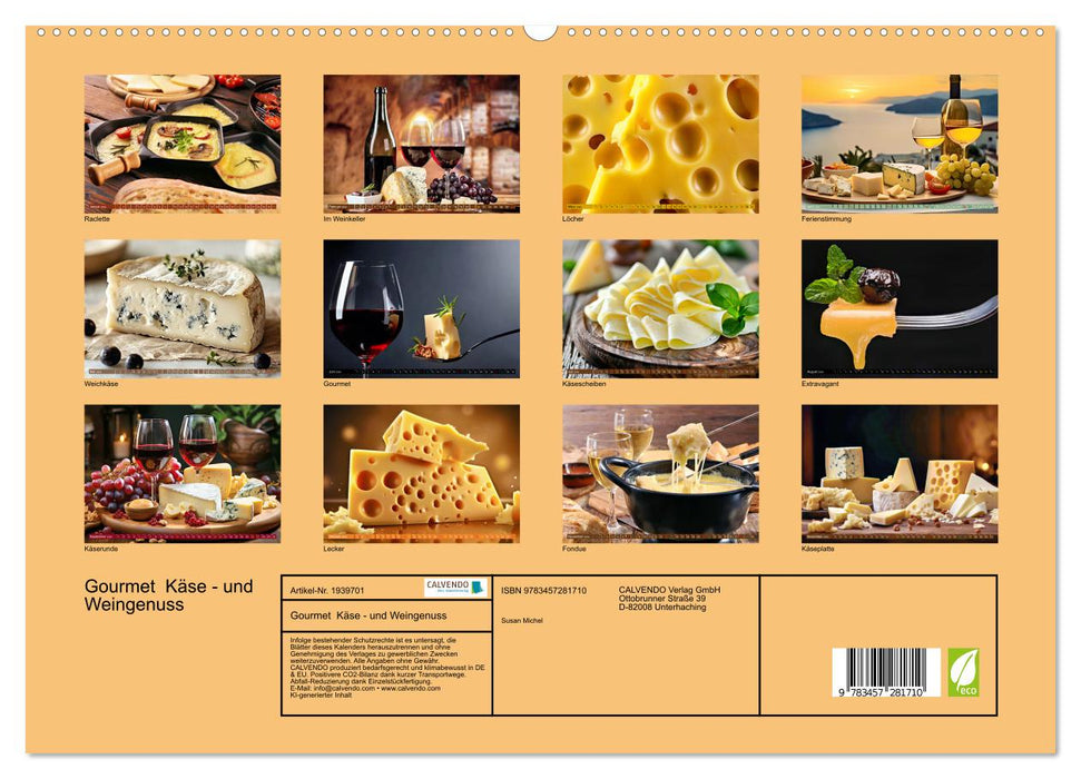 Gourmet Käse - und Weingenuss (CALVENDO Premium Wandkalender 2026)