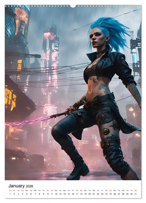 The Witches of Cyberpunk City (CALVENDO Monthly Calendar 2026)
