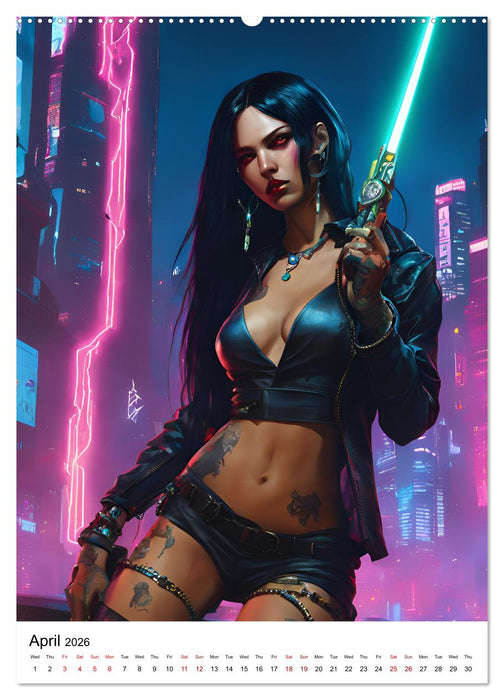 The Witches of Cyberpunk City (CALVENDO Monthly Calendar 2026)