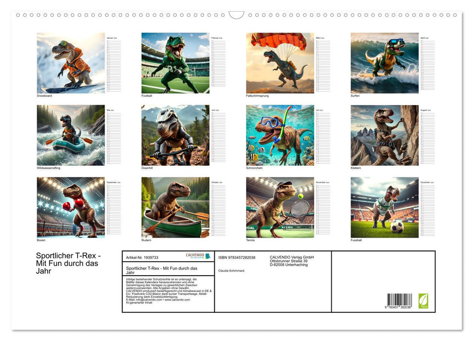 Sportlicher T-Rex - Mit Fun durch das Jahr (CALVENDO Wandkalender 2026)
