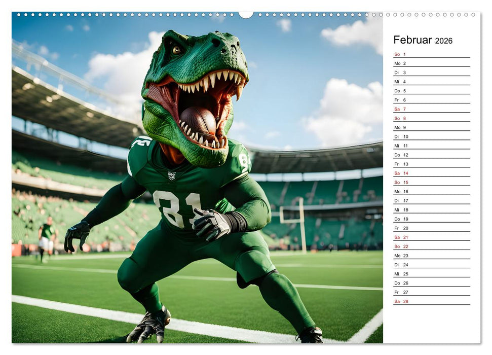 Sportlicher T-Rex - Mit Fun durch das Jahr (CALVENDO Wandkalender 2026)