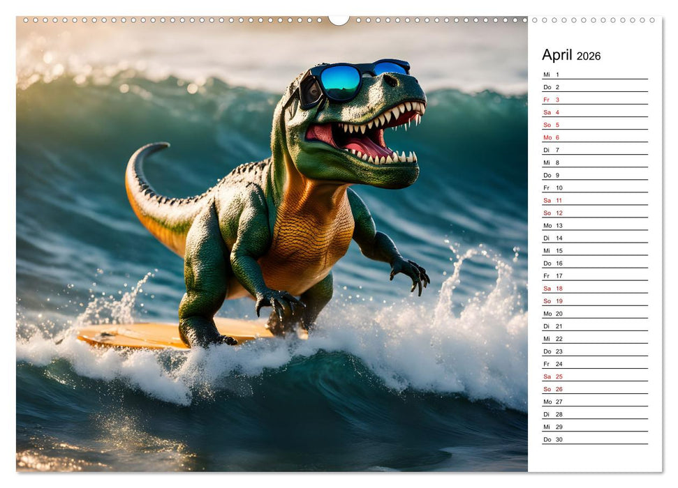 Sportlicher T-Rex - Mit Fun durch das Jahr (CALVENDO Wandkalender 2026)