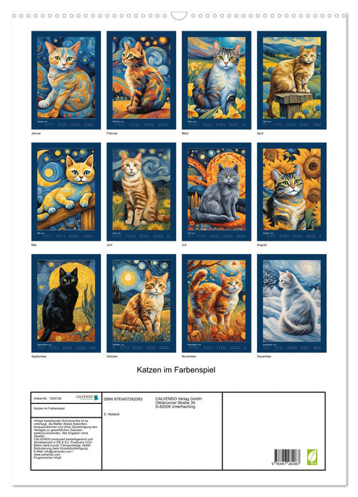 Katzen im Farbenspiel (CALVENDO Wandkalender 2026)