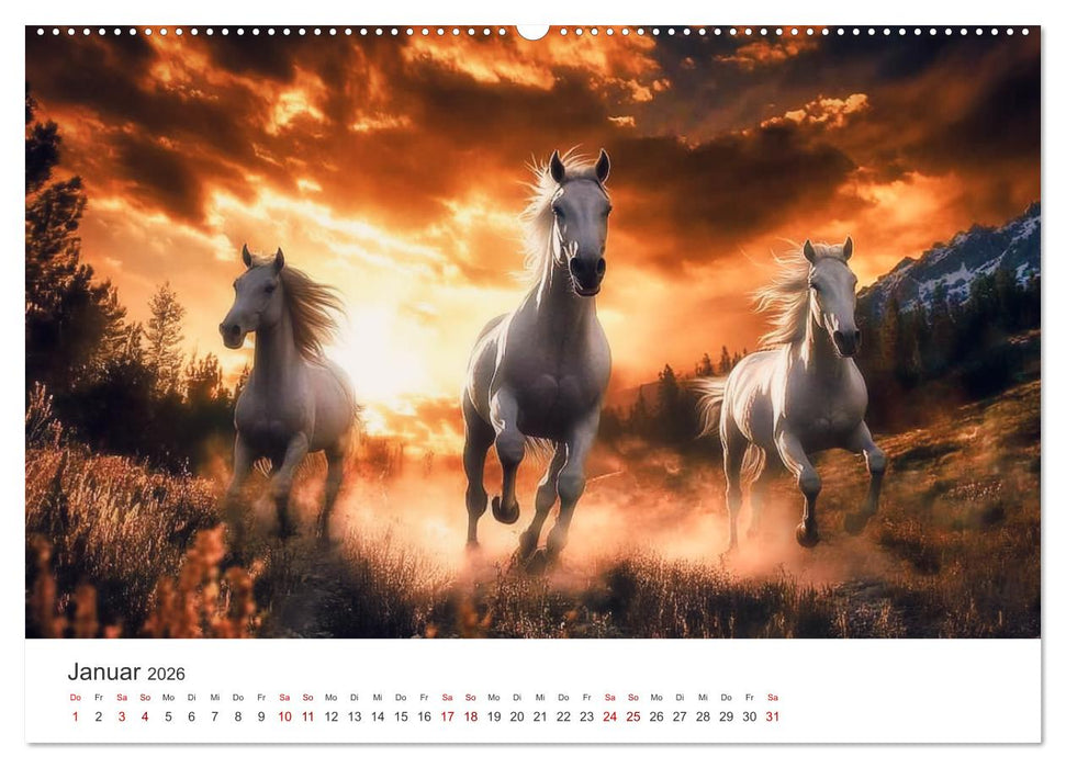 Im Wind der Freiheit - Ein Jahr voller Pferde (CALVENDO Wandkalender 2026)