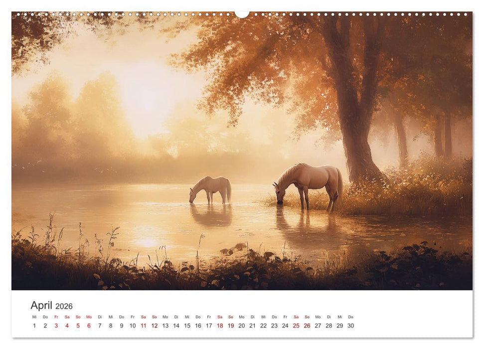 Im Wind der Freiheit - Ein Jahr voller Pferde (CALVENDO Wandkalender 2026)