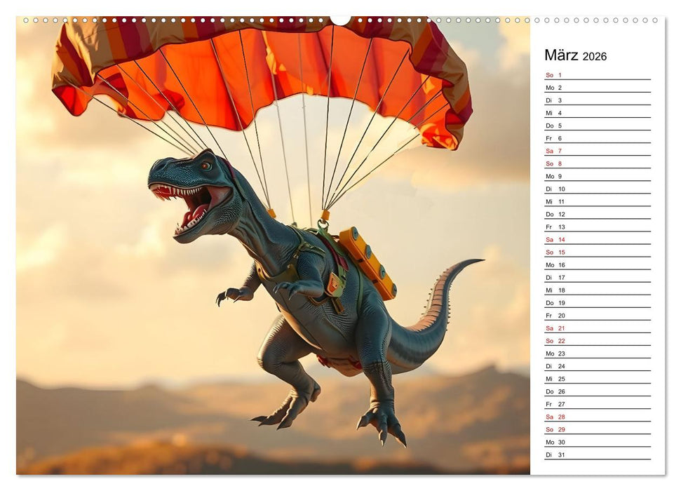 Sportlicher T-Rex - Mit Fun durch das Jahr (CALVENDO Premium Wandkalender 2026)