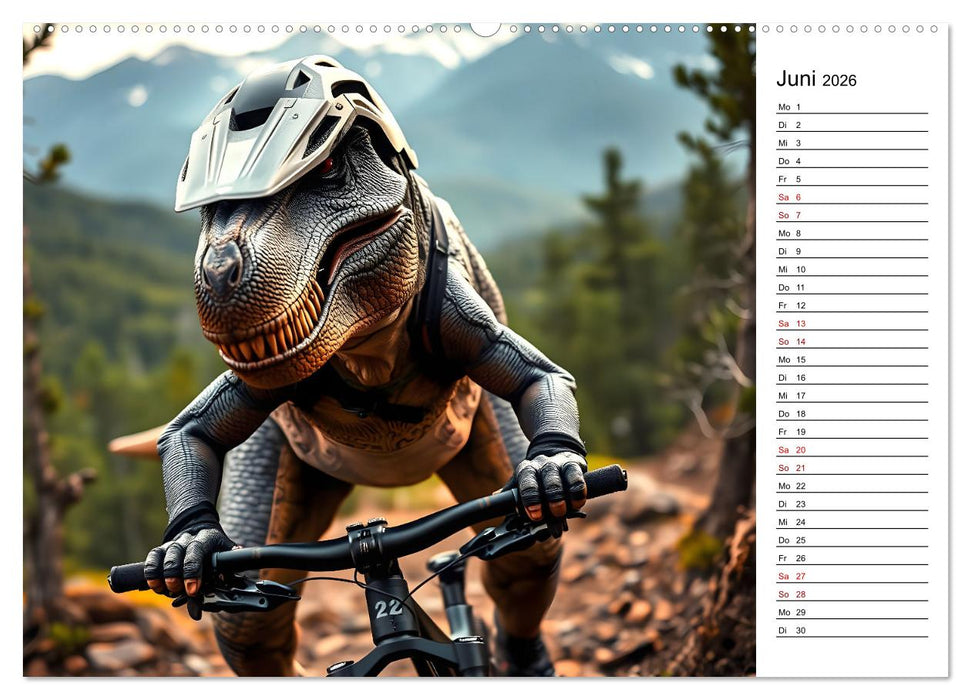 Sportlicher T-Rex - Mit Fun durch das Jahr (CALVENDO Premium Wandkalender 2026)