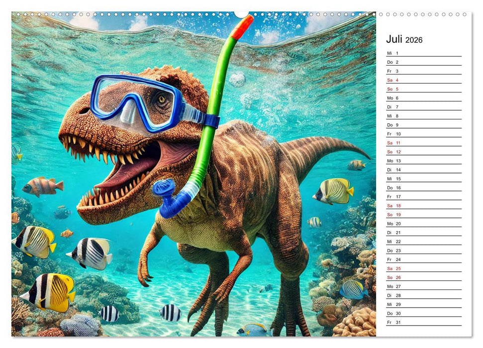 Sportlicher T-Rex - Mit Fun durch das Jahr (CALVENDO Premium Wandkalender 2026)