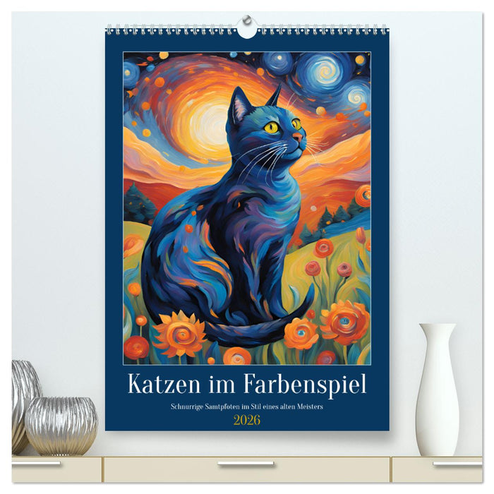 Katzen im Farbenspiel (CALVENDO Premium Wandkalender 2026)