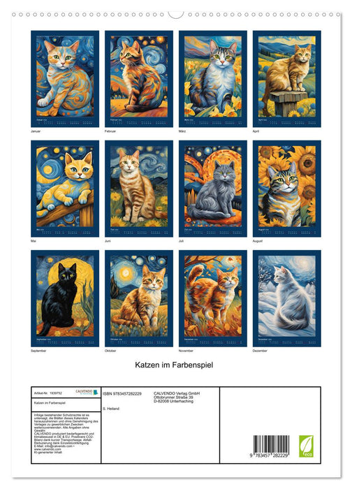 Katzen im Farbenspiel (CALVENDO Premium Wandkalender 2026)