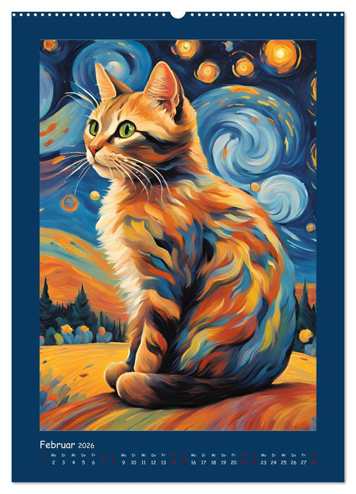 Katzen im Farbenspiel (CALVENDO Premium Wandkalender 2026)