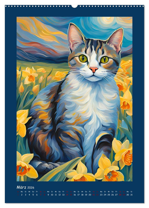 Katzen im Farbenspiel (CALVENDO Premium Wandkalender 2026)