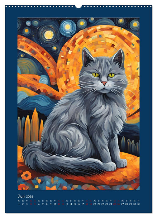 Katzen im Farbenspiel (CALVENDO Premium Wandkalender 2026)