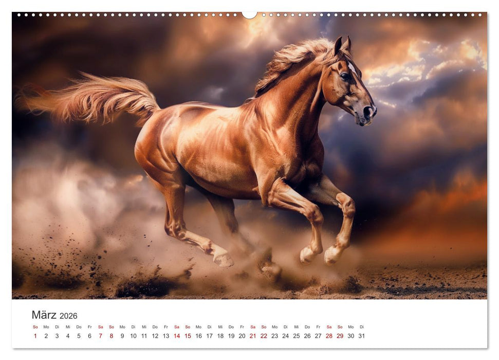 Im Wind der Freiheit - Ein Jahr voller Pferde (CALVENDO Premium Wandkalender 2026)