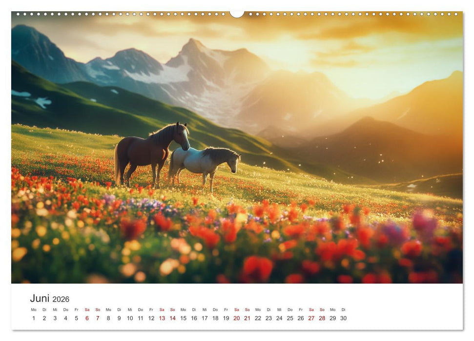 Im Wind der Freiheit - Ein Jahr voller Pferde (CALVENDO Premium Wandkalender 2026)