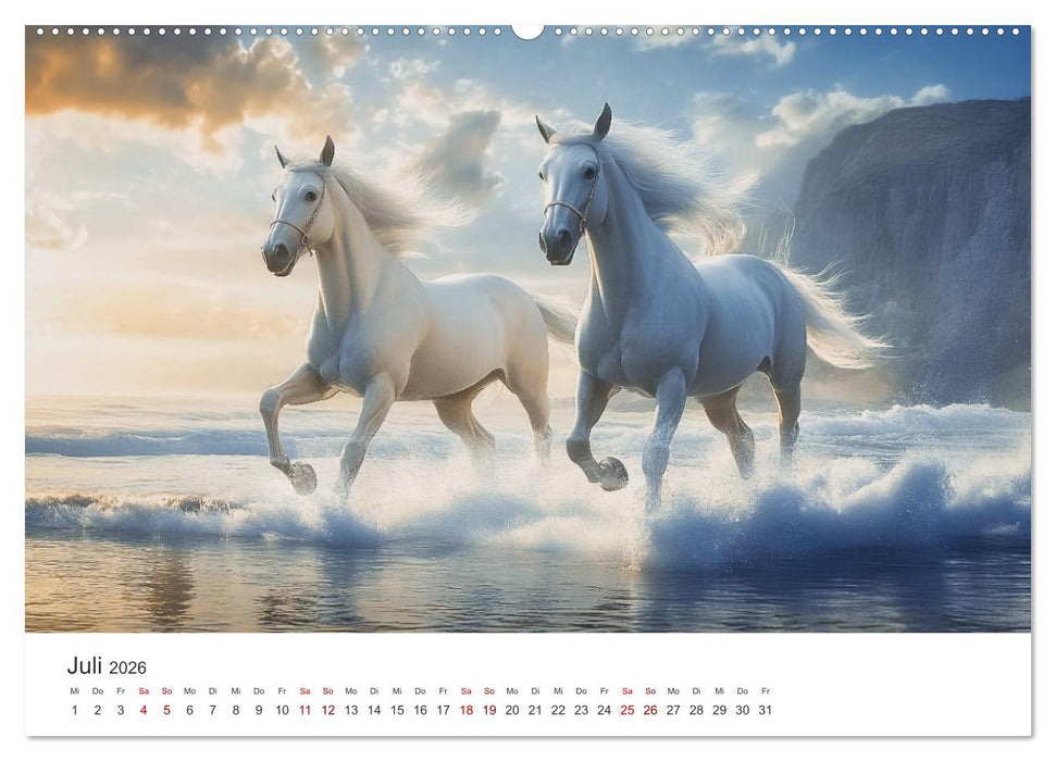 Im Wind der Freiheit - Ein Jahr voller Pferde (CALVENDO Premium Wandkalender 2026)