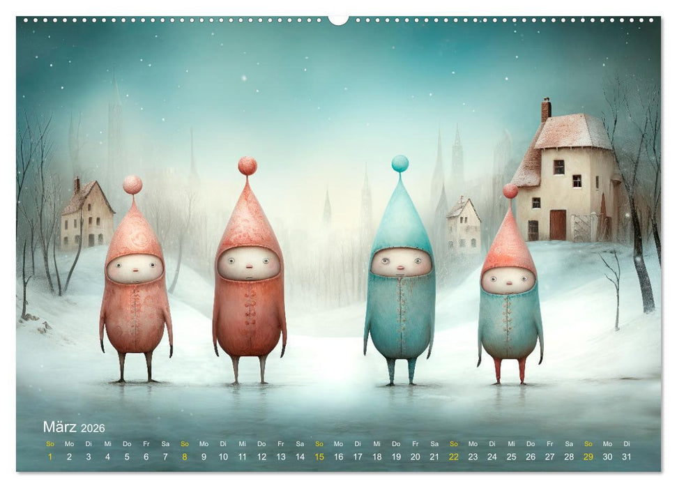 Wintermärchen - Im Land der Wichtel (CALVENDO Premium Wandkalender 2026)