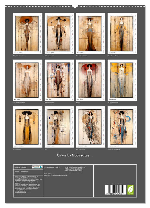 Catwalk - Modeskizzen (CALVENDO Premium Wandkalender 2026)