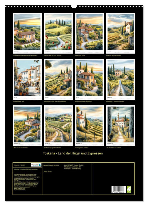 Toskana - Land der Hügel und Zypressen (CALVENDO Wandkalender 2026)