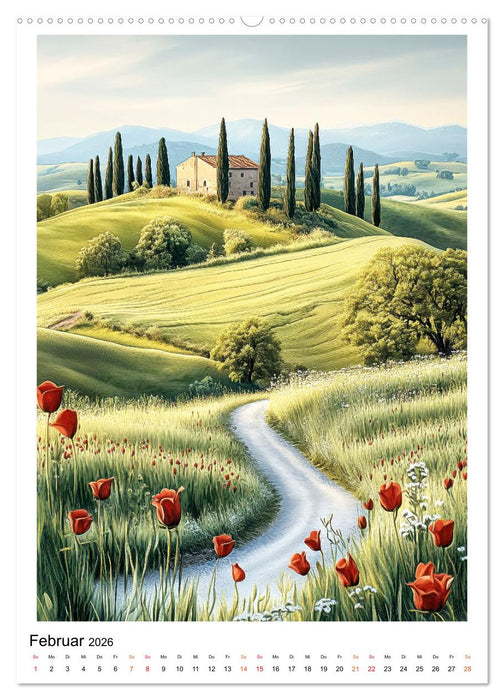 Toskana - Land der Hügel und Zypressen (CALVENDO Wandkalender 2026)