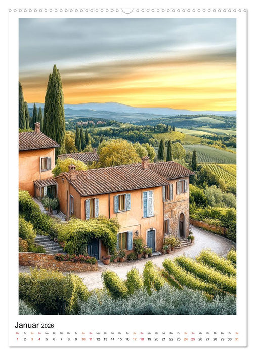Toskana - Land der Hügel und Zypressen (CALVENDO Premium Wandkalender 2026)