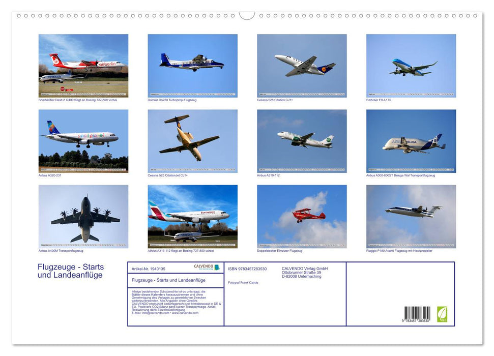 Flugzeuge - Starts und Landeanflüge (CALVENDO Wandkalender 2026)