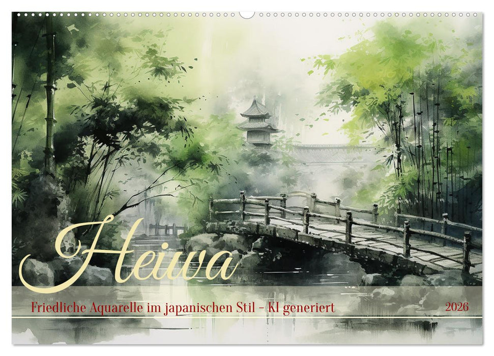 Heiwa - Friedliche Aquarelle im japanischen Stil (CALVENDO Wandkalender 2026)