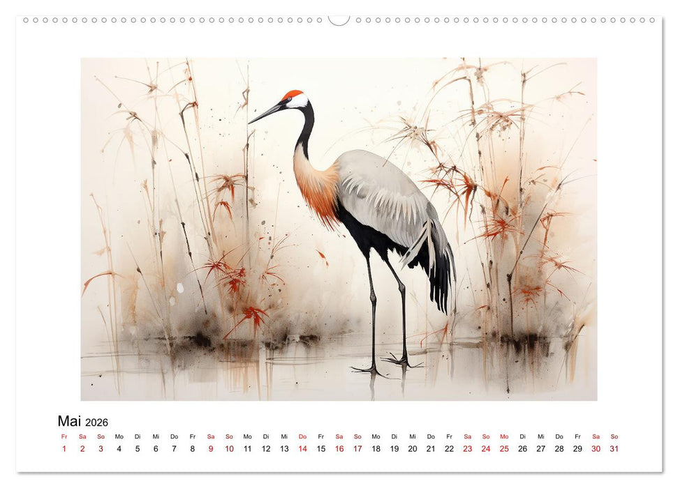 Heiwa - Friedliche Aquarelle im japanischen Stil (CALVENDO Wandkalender 2026)