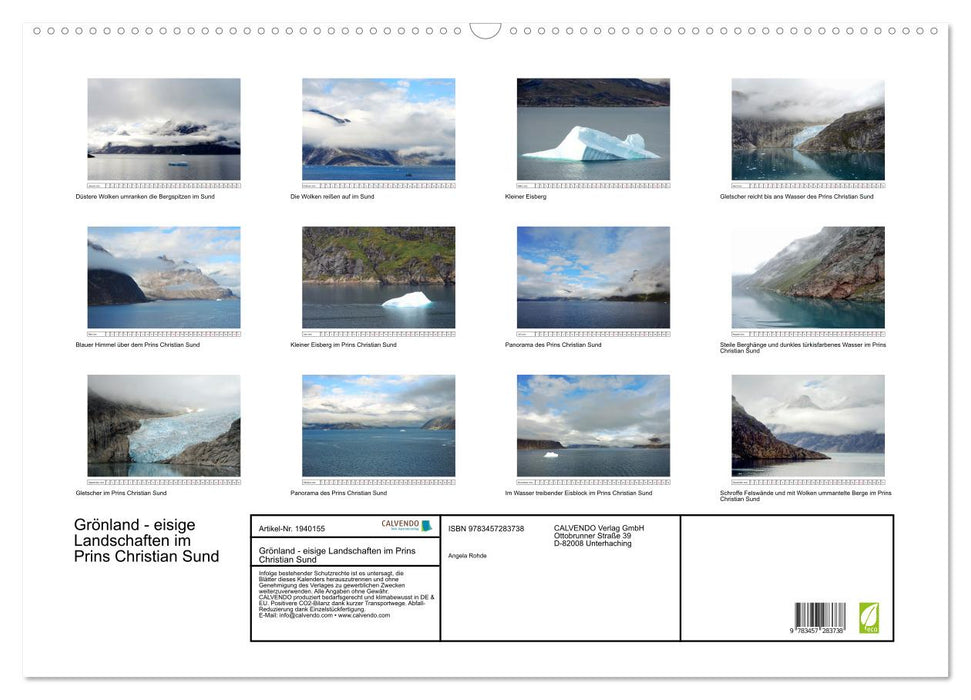 Grönland - eisige Landschaften im Prins Christian Sund (CALVENDO Wandkalender 2026)