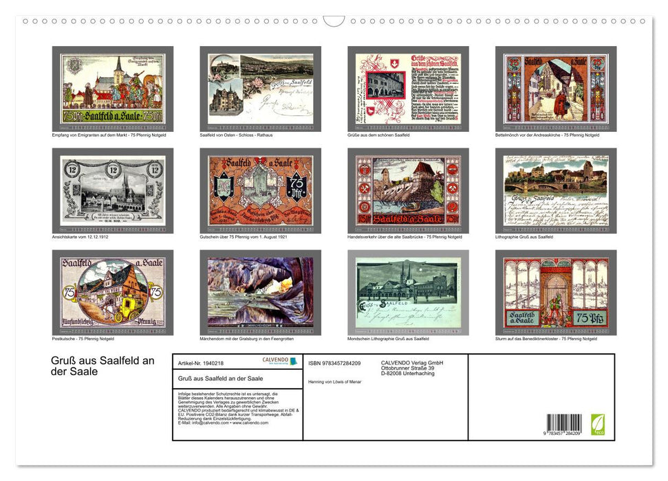 Gruß aus Saalfeld an der Saale (CALVENDO Wandkalender 2026)