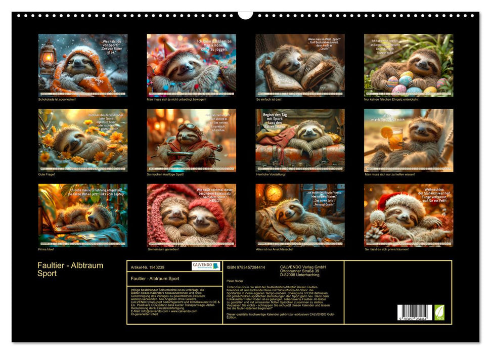 Faultier - Albtraum Sport (CALVENDO Wandkalender 2026)