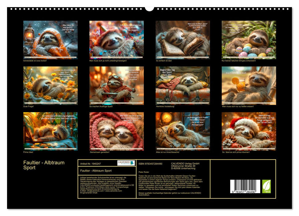 Faultier - Albtraum Sport (CALVENDO Premium Wandkalender 2026)