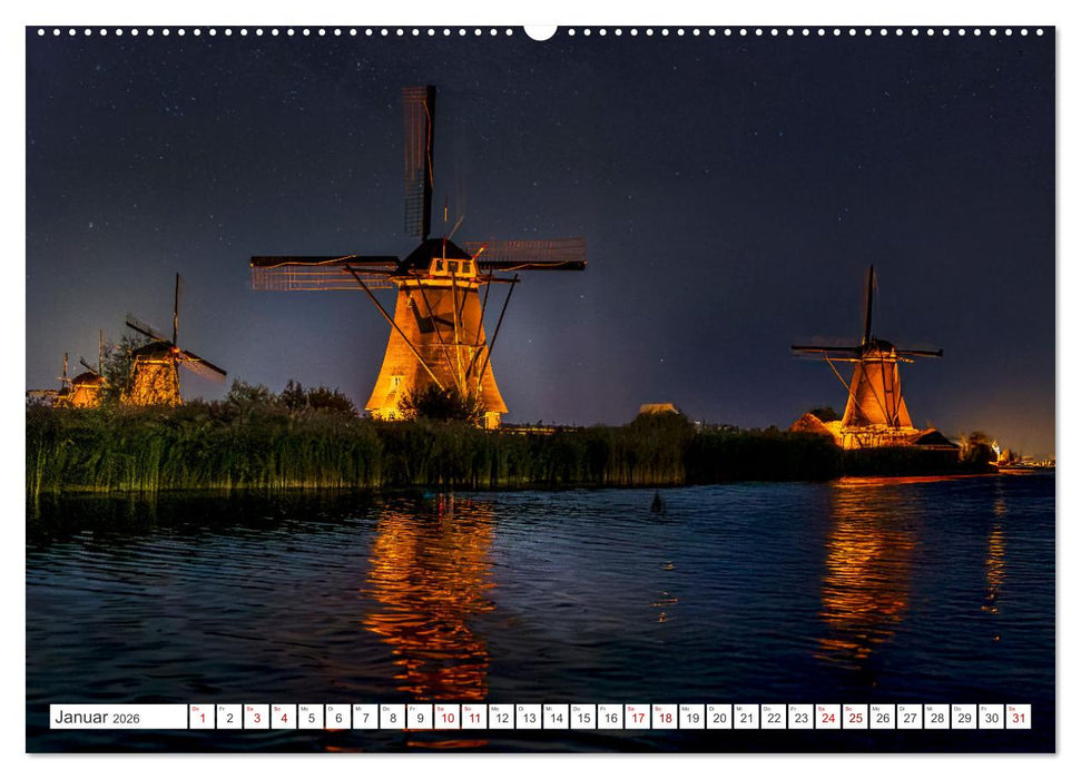 Die Windmühlen von Kinderdijk - UNESCO Welterbe (CALVENDO Wandkalender 2026)