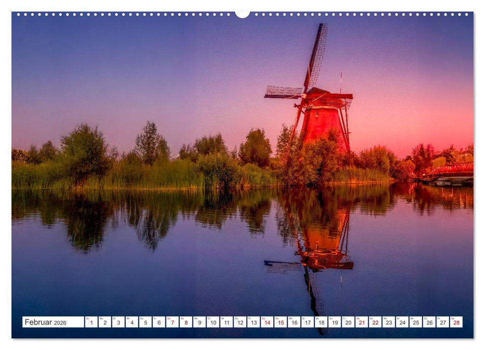 Die Windmühlen von Kinderdijk - UNESCO Welterbe (CALVENDO Premium Wandkalender 2026)
