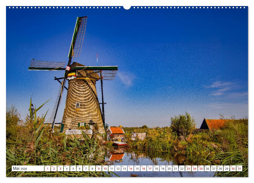 Die Windmühlen von Kinderdijk - UNESCO Welterbe (CALVENDO Premium Wandkalender 2026)