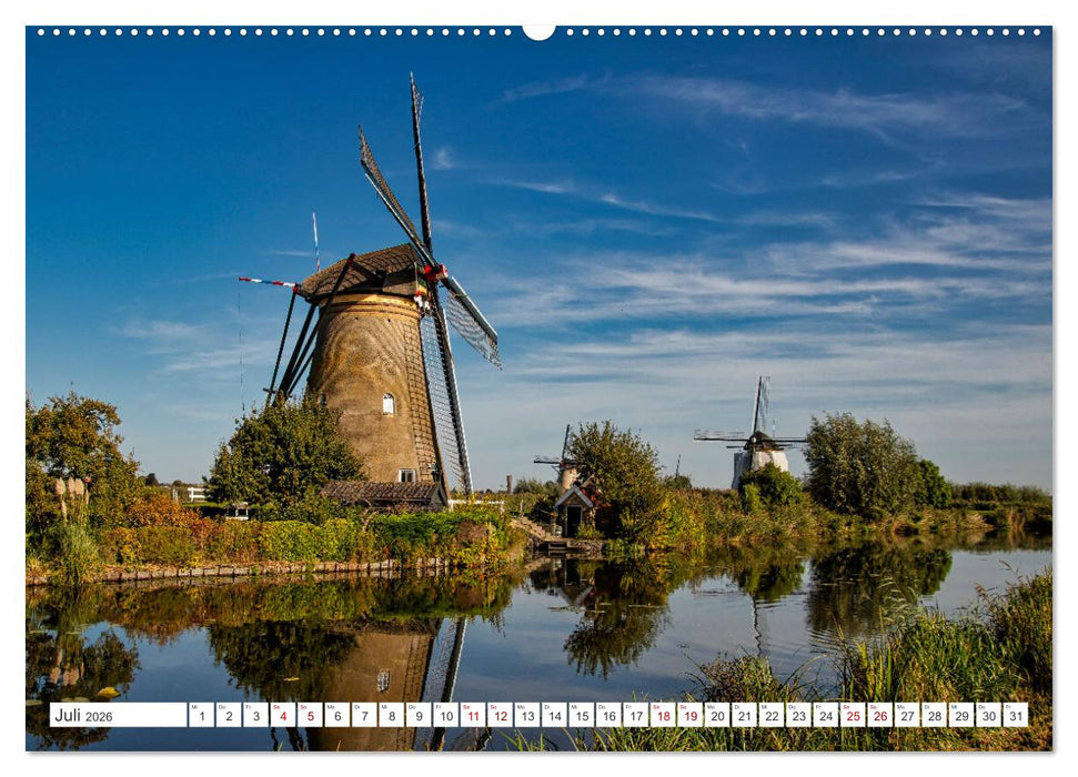 Die Windmühlen von Kinderdijk - UNESCO Welterbe (CALVENDO Premium Wandkalender 2026)